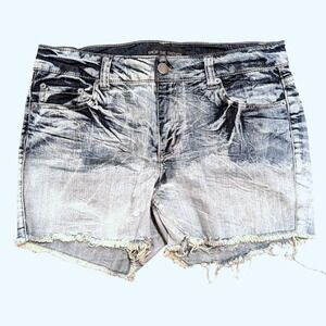 Denim Ombre Jean Shorts Womens 12 XL 0X Raw Hem Cutoff Acid Wash NEW